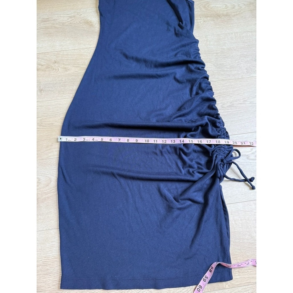 NWT Michael Stars Hope Midi Dress with tie ultra rib Admiral blue high neck 1X - Picture 6 of 10